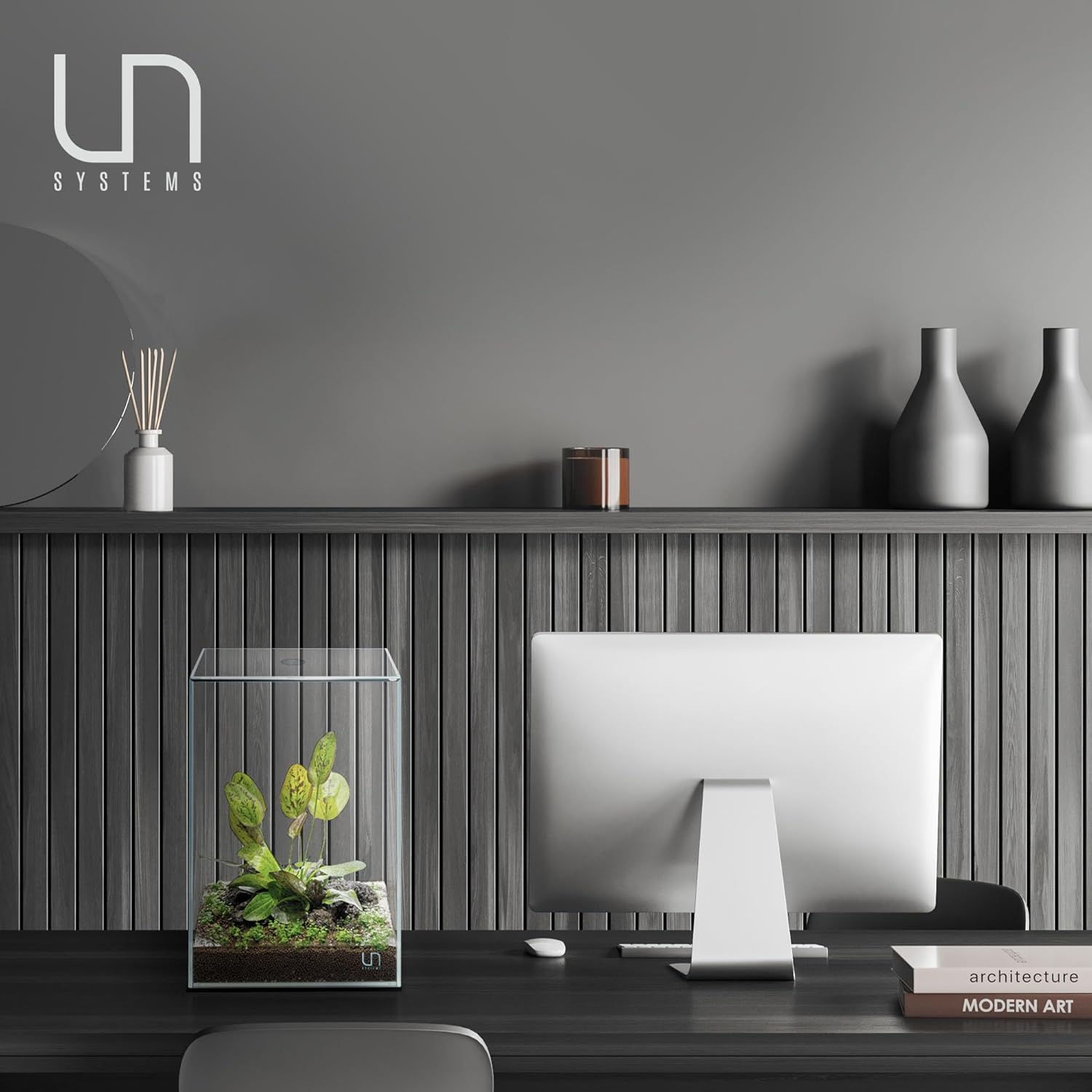 Ultum Nature Systems Prism Rimless Aquarium - Low Iron Glass, Cube With Mitered Lid, Tall Fish Tank, Multi-Purpose Vertical Nano Tank for Home & Office - UNS Prism, 25TM
