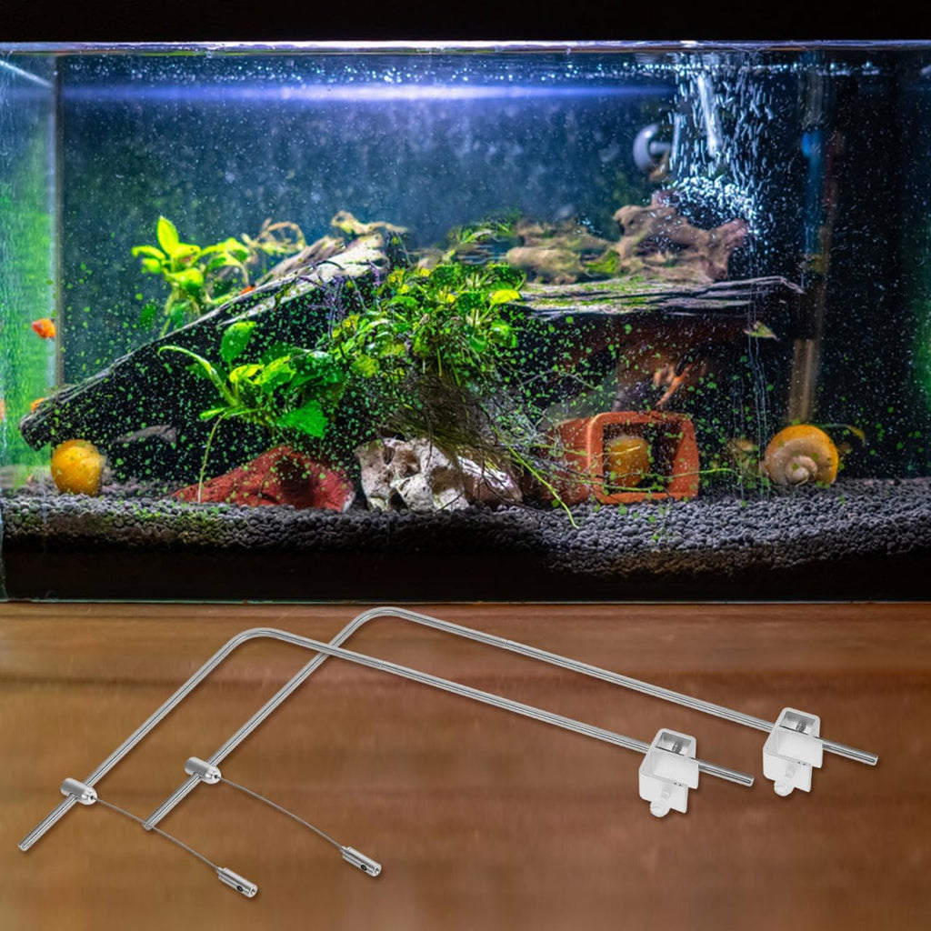 Kisangel 2pcs Aquarium Light Rack Support Stand Aluminum Alloy Adjustable Height Fish Tank Lamp Bracket for Freshwater Saltwater Fish Tank Light Rack