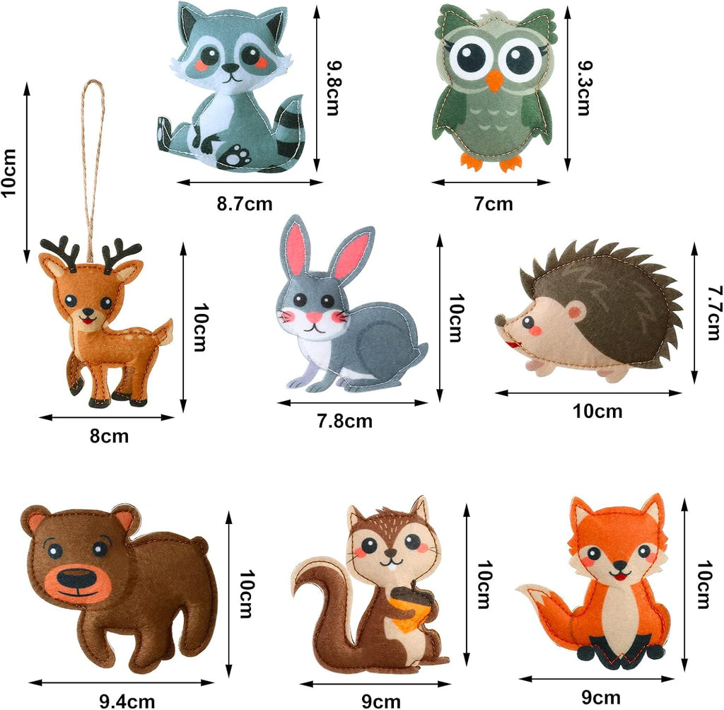 Tegeme 8 Pieces Woodland Animals Ornaments My Forest Friends Felt Animal Hanging Ornament Craft Set Cute Fall Christmas Tree Decor for Backpack Winter Birthday Party Supplies