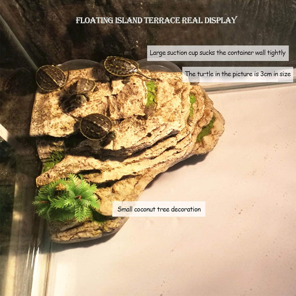 kathson Turtle Basking Platform with Suction Cups Tortoise Climbing Step Ledge Aquarium Ornament Rock Turtle Floating Dock Resting Basking Terrace for Amphibians Reptile (Yellow)