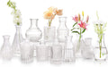 Glass Bud Vases Set of 12, Vintage Small Vases for Flowers, Clear Crystal Mini Glasses in Bulk, Small Flower Design for Centerpieces Wedding Decorations Home Flower Party Decor