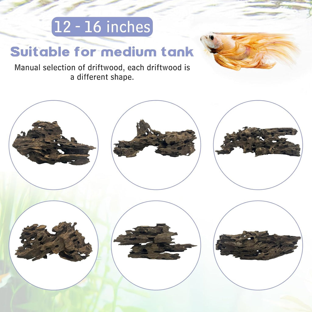 Hamiledyi Large Driftwood for Aquarium Decor Natural Fish Tank Wood with Holey Aquarium Wood Aquascaping for Shrimp Betta Hermit Crab and Butterfly Fish