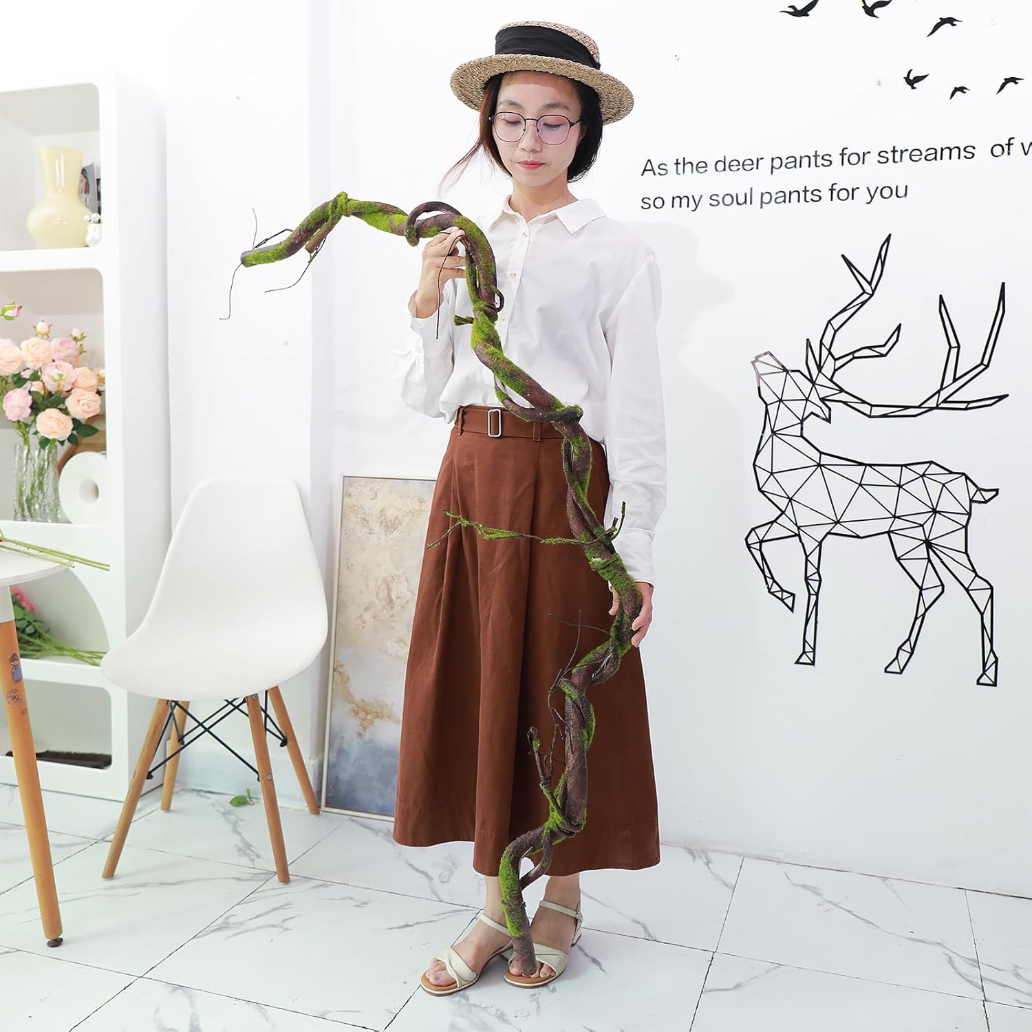 70.86" Medium EVA Foam Soft Artificial Tree Branches Thick Trunk Twig Fake Vines Liana Rattan Garland for Wall Hanging Backdrop Wedding Home Hotel Garden Christmas Thanksgiving Decoration