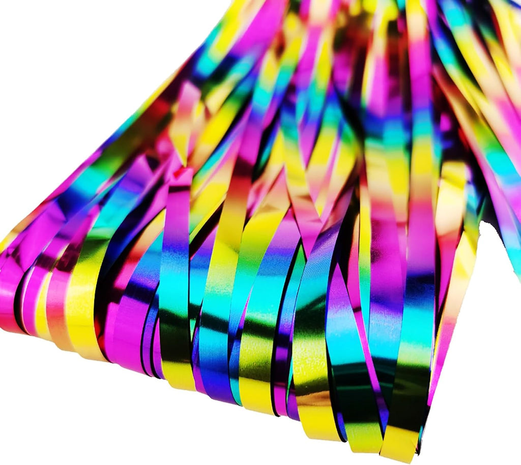 2 Packs Rainbow Party Decorations, Rainbow Foil Fringe Curtain Neon Backdrop Metallic Tinsel Photo Booth Props for Birthday Gay Pride Day Bachelorette Engagement Baby Shower Unicorn Disco Party Decor