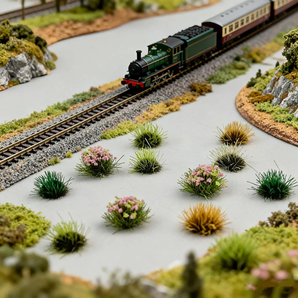372 Pcs Static Grass Clusters, All Seasons Blend Miniature Grass Tufts for Railway Scenery, Train Layouts, Wargaming Terrain, Diorama Landscape