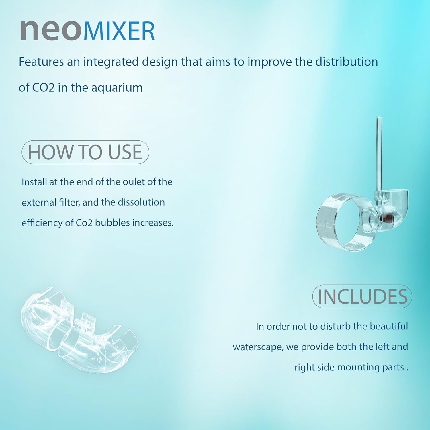 Neo Mixer - CO2 Diffuser for Neo Flow Lily Pipes, Efficient CO2 Dissolution, Easy Maintenance and Installation - Medium, 13mm 12/16mm