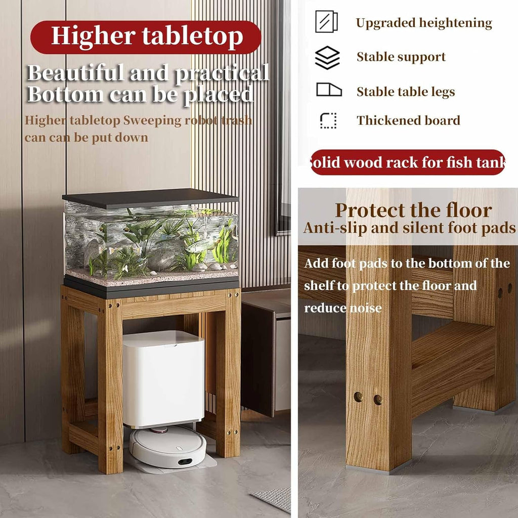 FORRTY Solid Wood Aquarium Stand – Heavy Duty Wooden Fish Tank Stand | Reptile Cage Stand | Indoor Plant Stand | Printer Table | Multi-Purpose Storage Rack | Brown/Natural | 12"-59"(30-150cm) Width(Br