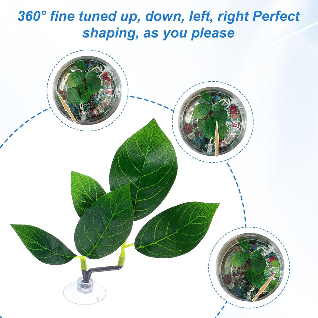 Fish Leaf Pad 4 Pack Betta Fish Leaf Pad Tank Accessories Green Plants Aquarium Décor Simulating Adjustable Plastic Plants Betta Playing Spawn Breed Rest Bed with Suction Cup Multi Leaves Design