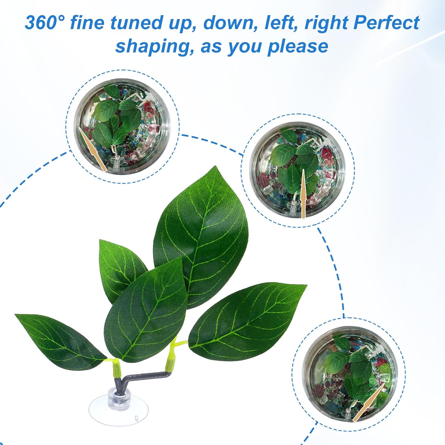 Fish Leaf Pad 4 Pack Betta Fish Leaf Pad Tank Accessories Green Plants Aquarium Décor Simulating Adjustable Plastic Plants Betta Playing Spawn Breed Rest Bed with Suction Cup Multi Leaves Design