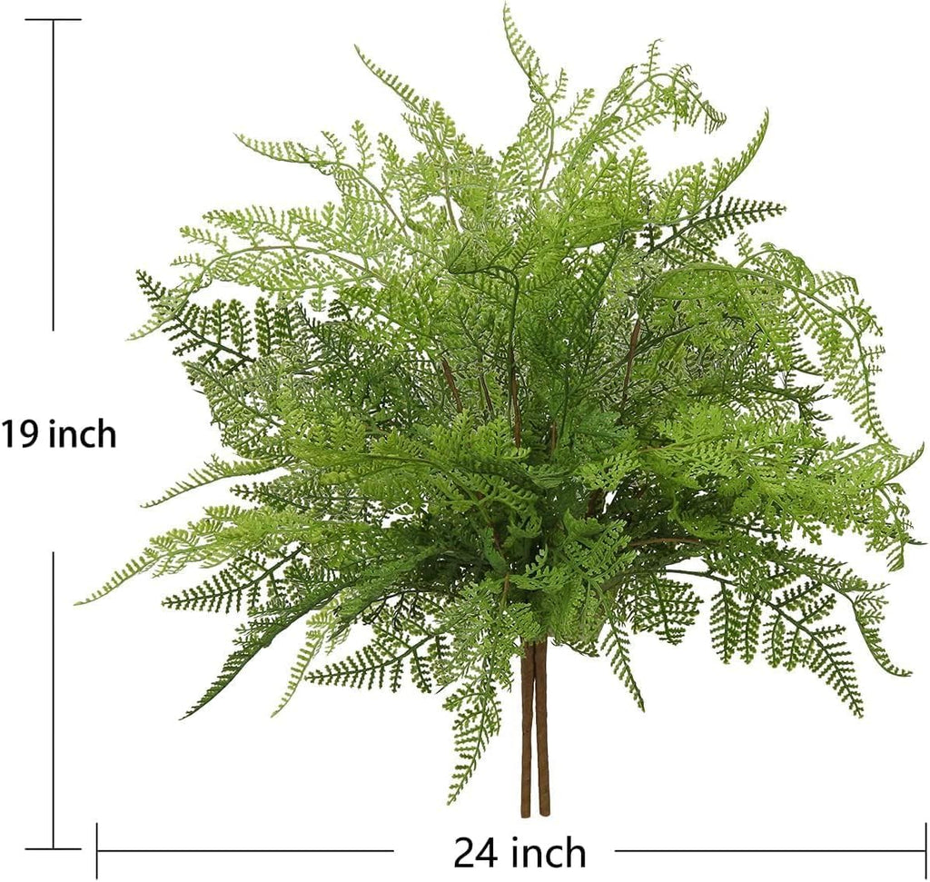 Artificial Boston Fern Plants 19" Fake Greenery Shrubs 2 Pcs Faux Plant Bushes UV-Resistant for Indoor Outdoor Wedding DIY Bouquets Floral Arrangement Table Centerpieces