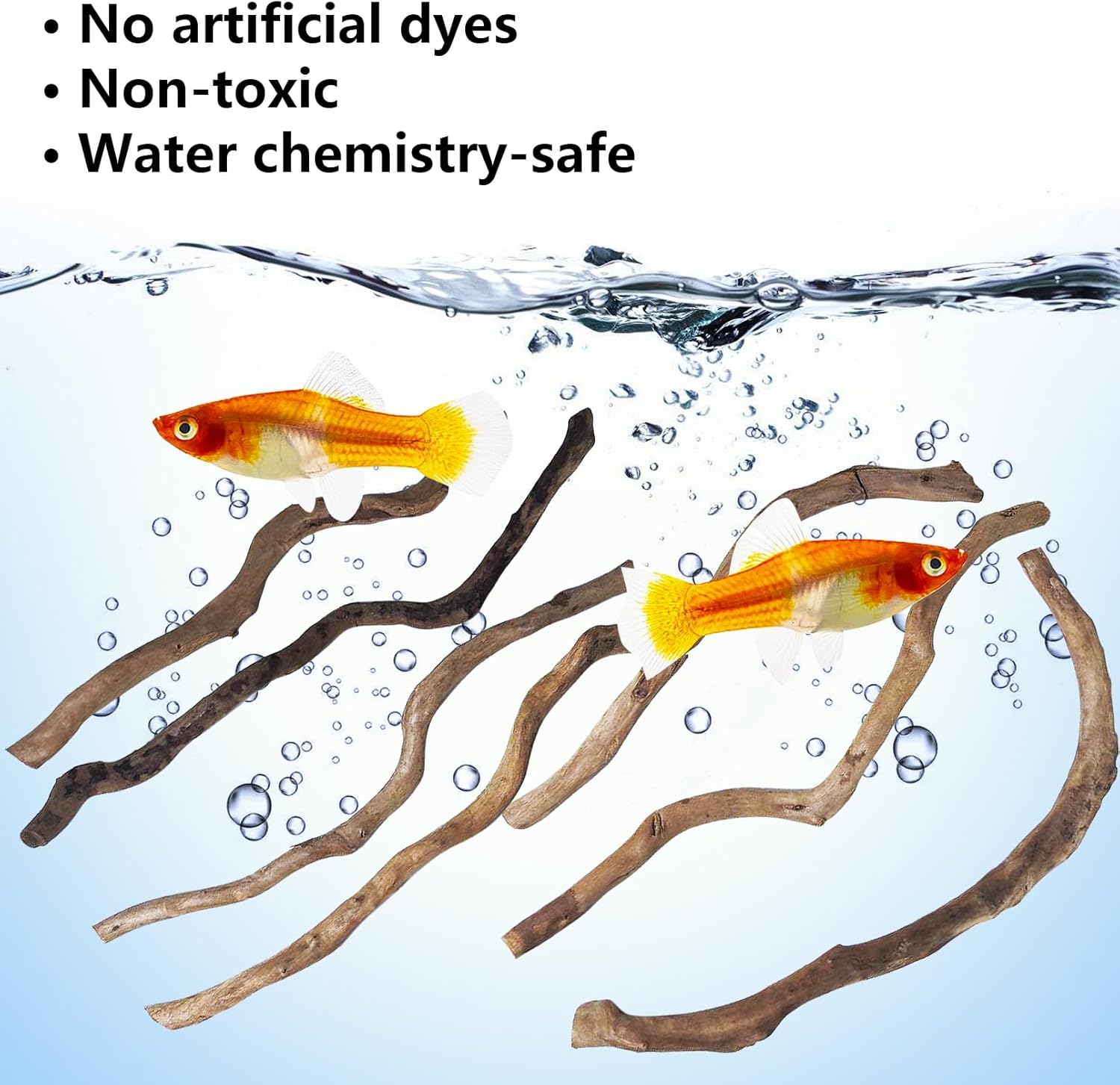 Hamiledyi Natural Driftwood for Aquarium Decor - Red Moor Wood 10"-15" Long Assorted Shapes (200g) Safe Branches for Fish Tank & Reptile Habitat - Natural Aquarium Wood Decorations (Medium Branches)
