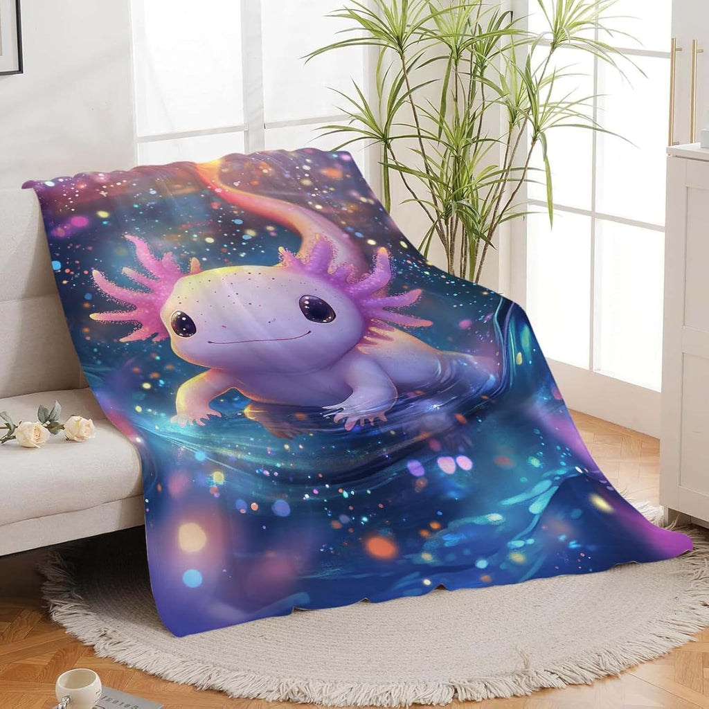 Axolotl Throw Blanket Axolotl Stuff Gifts for Kids Girls Boys Adults Women Man Soft Cozy Warm Plush Fluffy Fuzzy Fleece Blanket Decor 50''X60''