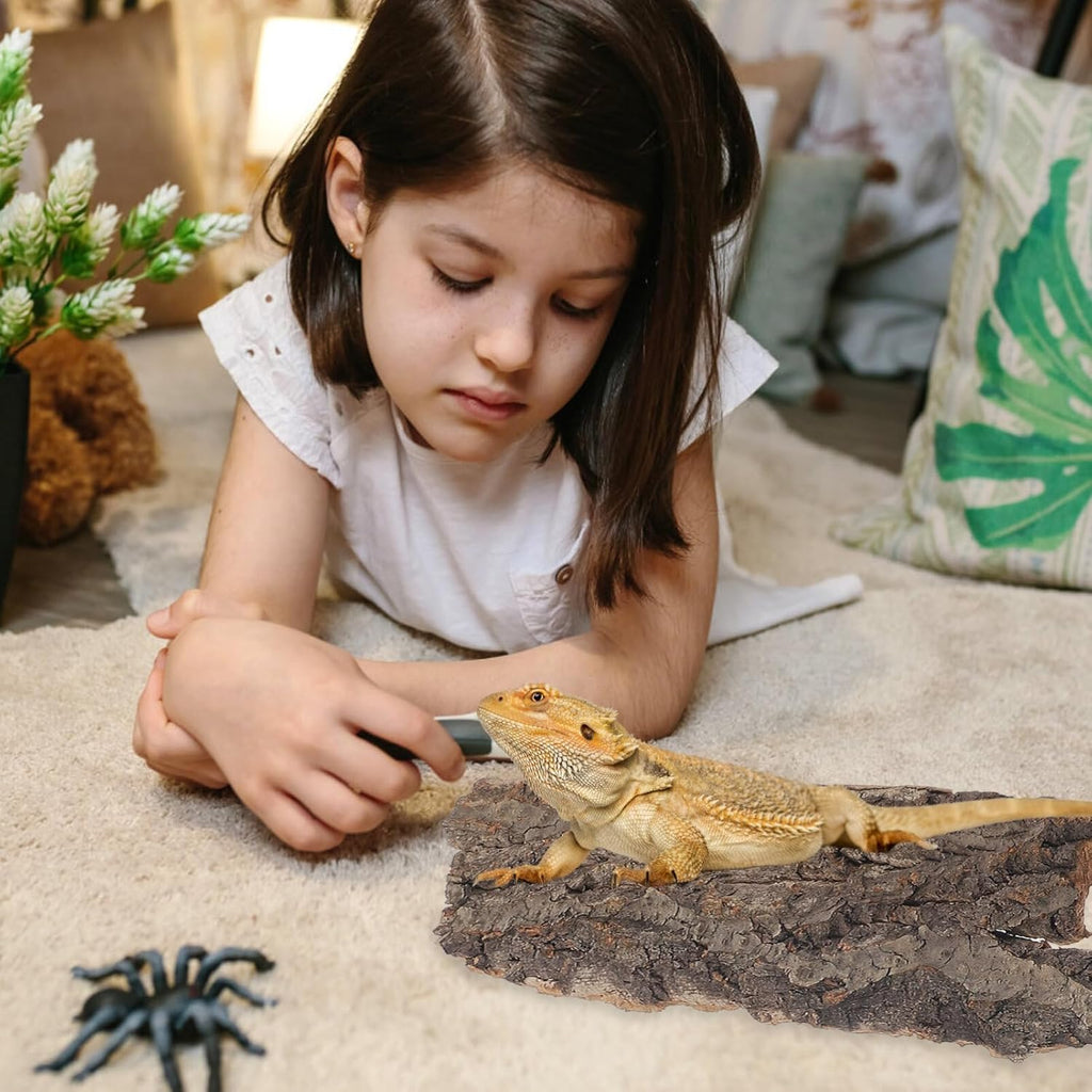 Zerodeko 4Pcs Terrarium Cork Bark Background Board, Reptile Tank Tree Backdrop Wall Decor, Habitat Climbing Mat Decoration for Chameleon, Lizard, Turtle, Frog, Bearded Dragon, Gecko