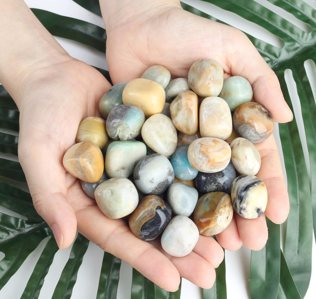 DUQGUHO Amazonite Crystals Healing Crystal Stones Set Natural Crystals Bulk Irregular Stones 0.45 lbs