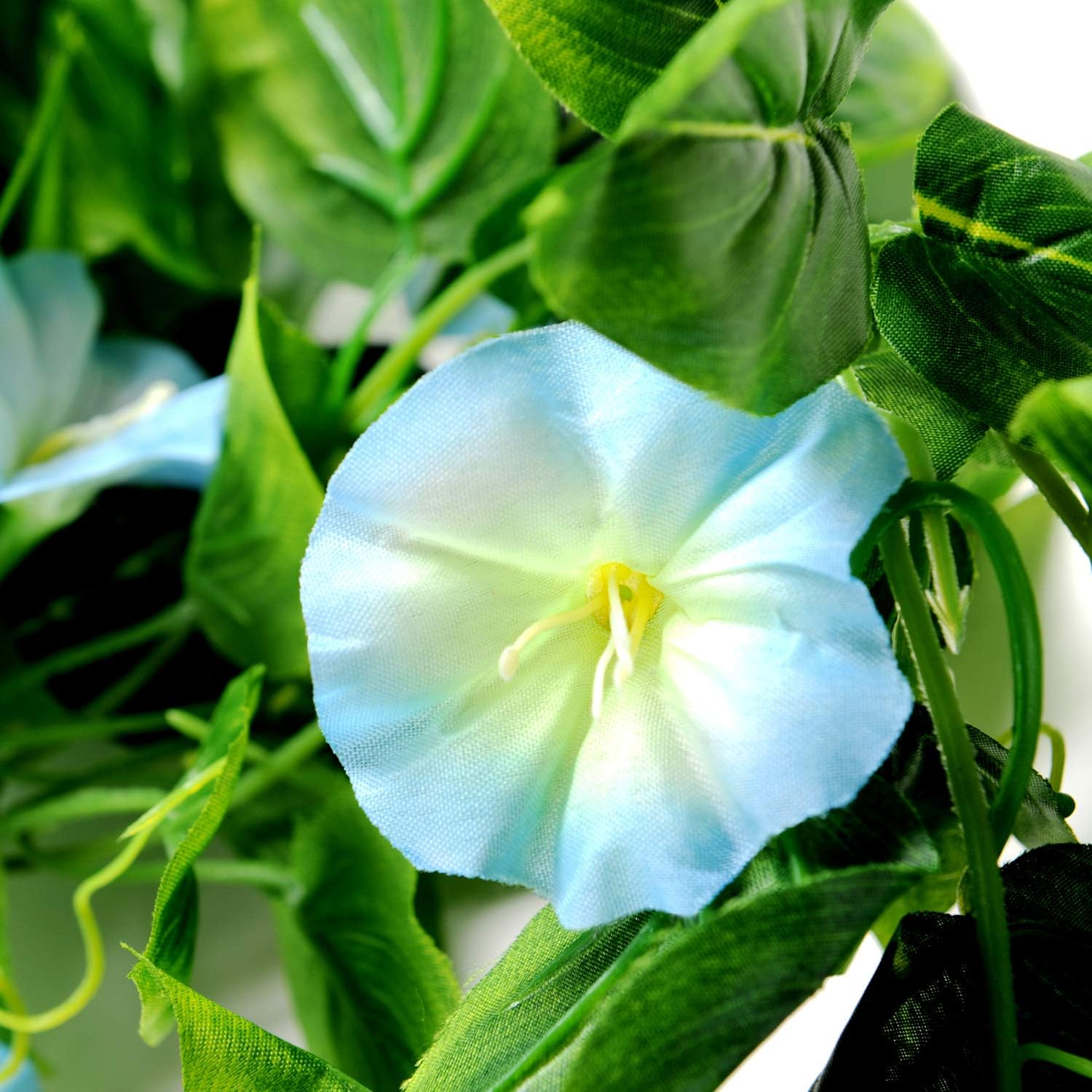 AirSun Artificial Morning Glory Flower Vines, 2pcs 15Feet Hanging Plants Silk Garland Fake Green Plant Home Garden Wall Fence Indoor Outdoor Wedding Birthday Decor