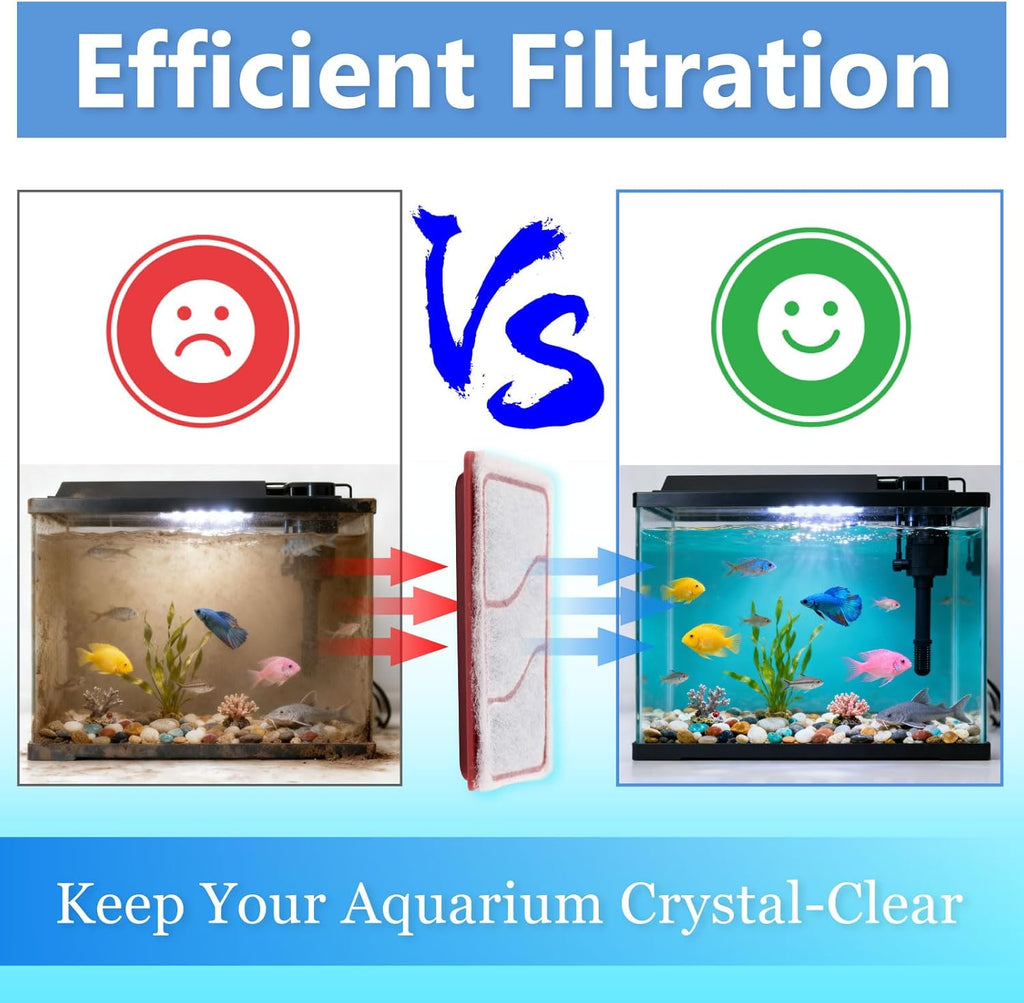 Aquarium Filter Cartridges Replacement Compatible with Whisper 3i Internal Fish Tank Filter, Multi-Layer Filter Pad with Cotton, Activated Carbon & Zeolite, 8 Pack