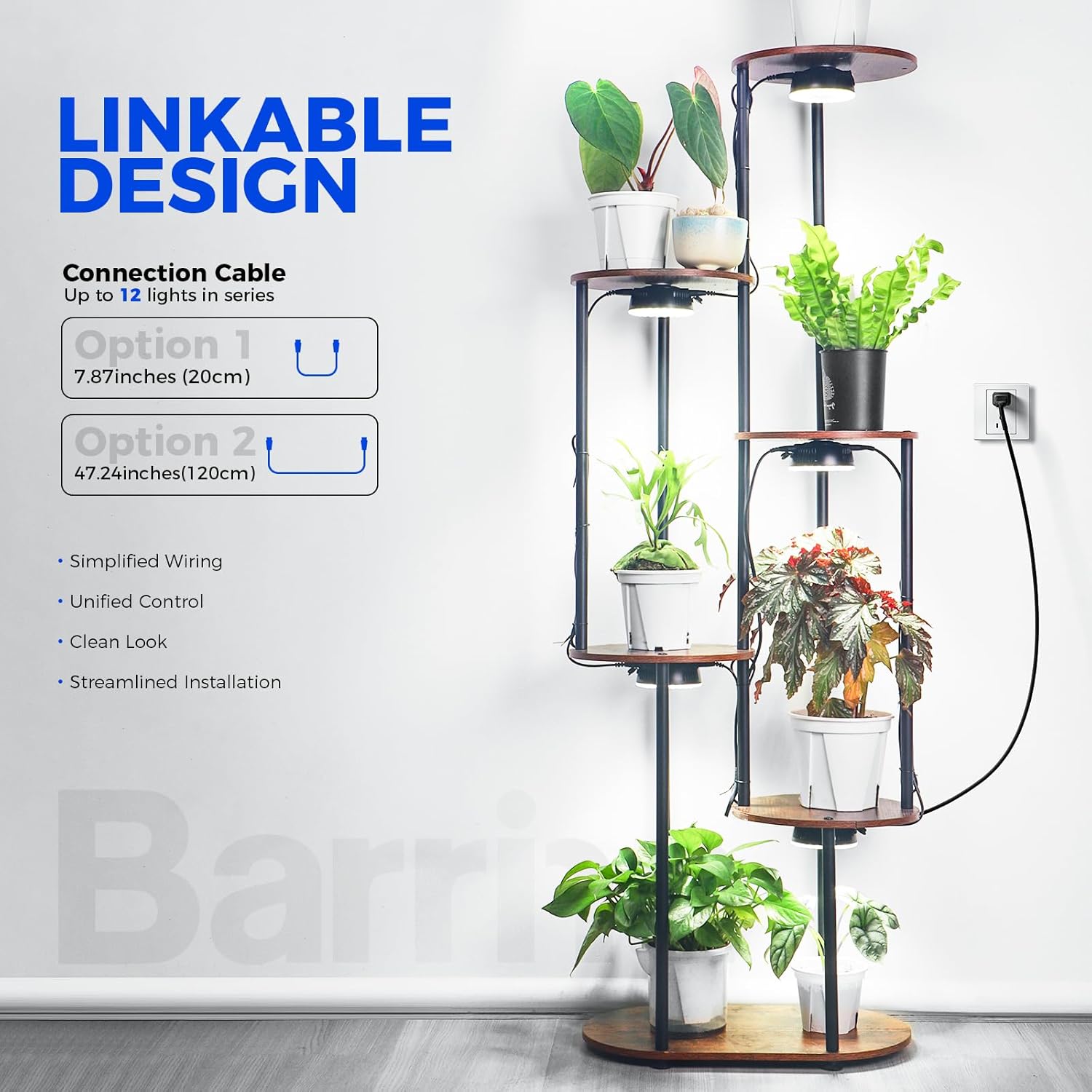 Barrina Orbgrow OG09 Puck LED Grow Light, 5000K 54W(6 x 9W, 810 Watt Equiv), Plant Lights for Indoor Plants Full Spectrum, Magnetic & Linkable, Small Grow lamp, Perfect for Plant Shelf, 6 Packs, Black