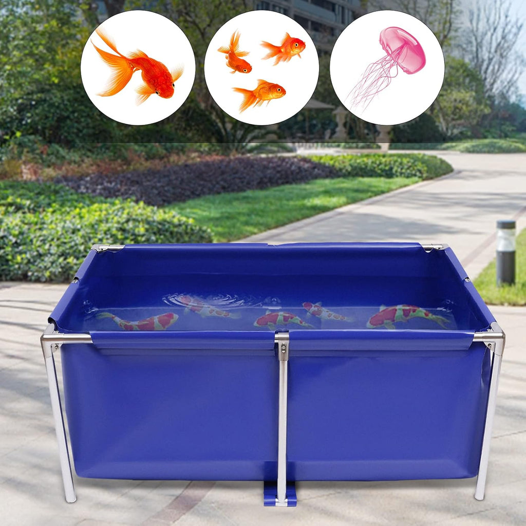 Canvas Fish Pond, Foldable Fish Tank Indoor Pond, 120 Gal Foldable Aquarium Tank Thickened Canvas, Easy Drain Valve for Fish Shrimp Lobster Indoor Outdoor