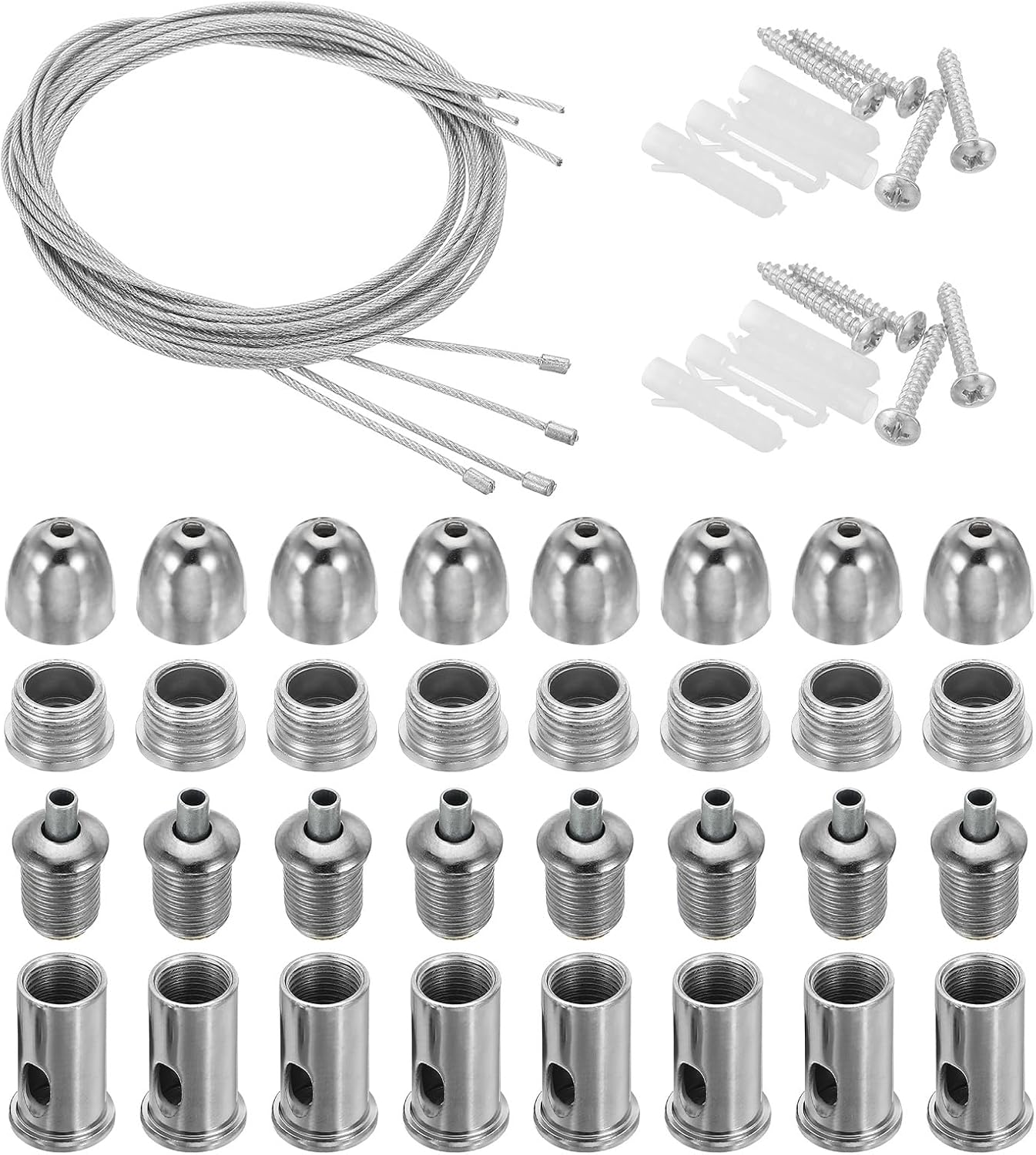 PATIKIL Ceiling Hanging Wire Cable Kit, 1m/3.3ft 8 Set Adjustable Light Suspend Cable Kit Panel Hanging Rope Clamp for Pendant Light Fitting Aquarium Lights, Style 3