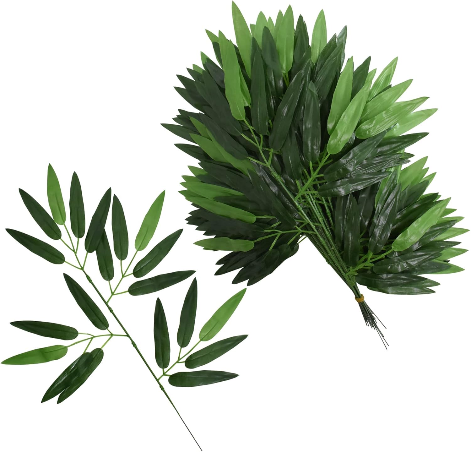 20Pcs Artificial Bamboo Leaves Fake Green Bamboo Stick Greenery Plant for Hotel Home Shelf Wall Farmhouse Bamboo Forest Wind Decoration