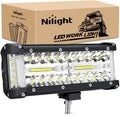 Nilight Side Shooter Light Bar 7 Inch Triple Row Spot Flood Combo Work Off Road Lighting on Truck SUV ATV UTV