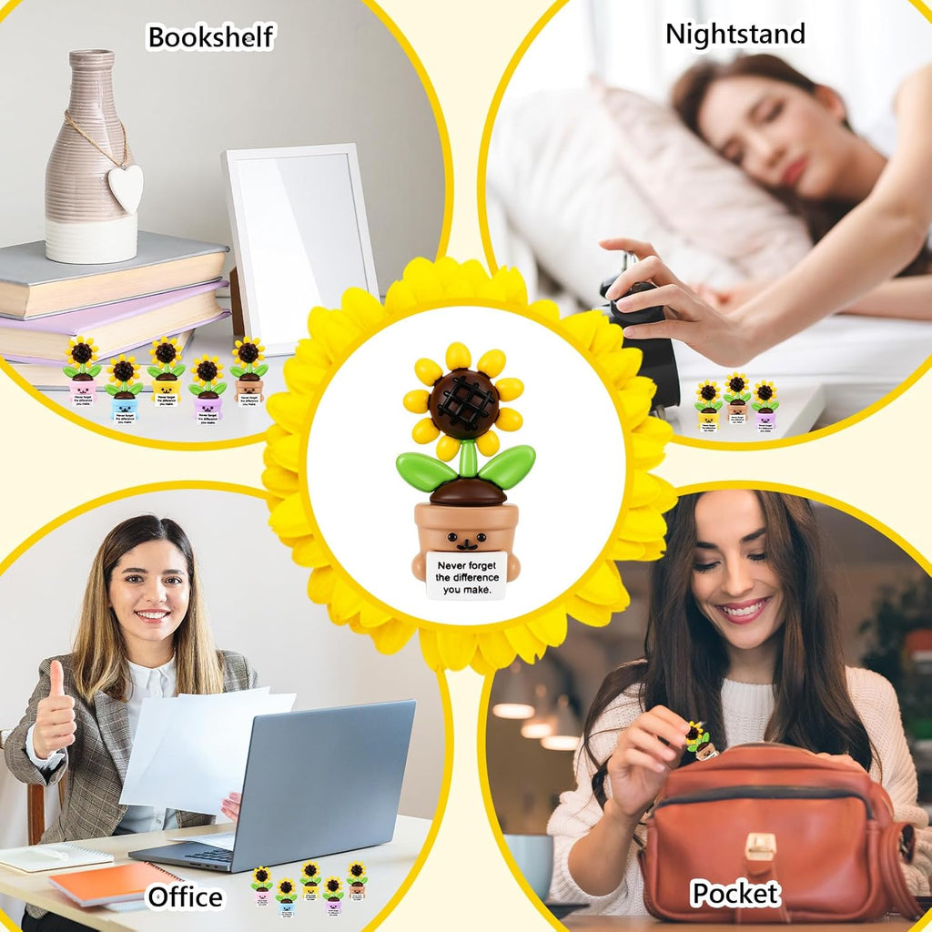 Gejoy 50 Pcs Mini Rubber Sunflower Toys Positive Gifts Colorful Sunflower Figures Decorations and Encouragement Birthday Motivational Gifts for Colleague Staff Teacher