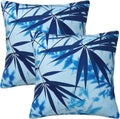 Blue Gradient Bamboo Leaf Throw Pillow Covers Set of 2 Ultra-Soft All-Season Pillow Shams with Hidden Zipper,Durable for Sofa Bed Car Decor & Gift 18x18IN