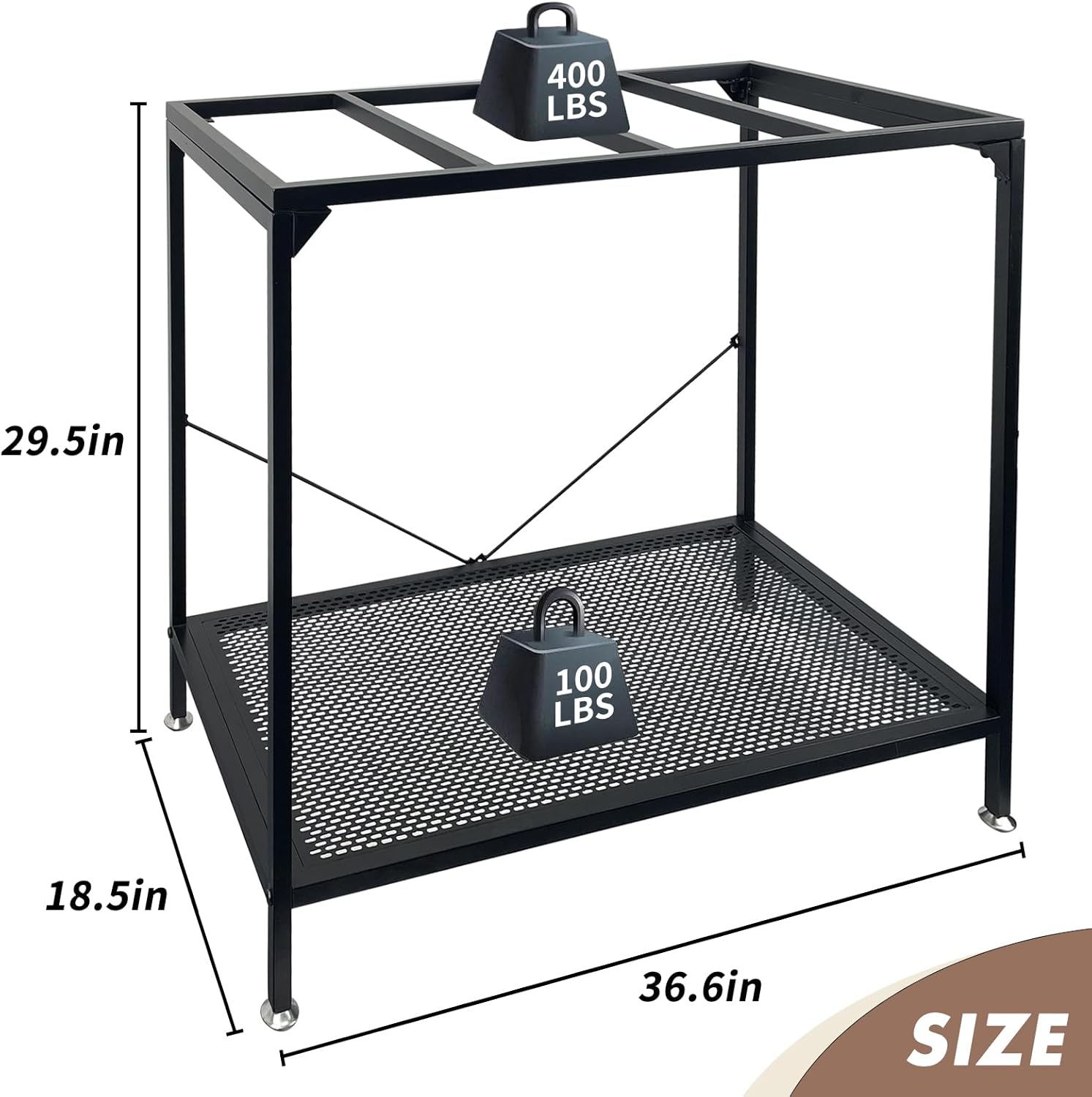 TONGMO 40 Gallon Fish Tank Stand, 2 Stands Metal Aquarium Stand, Aquarium Turtle Tank (40 Gallon-Black)