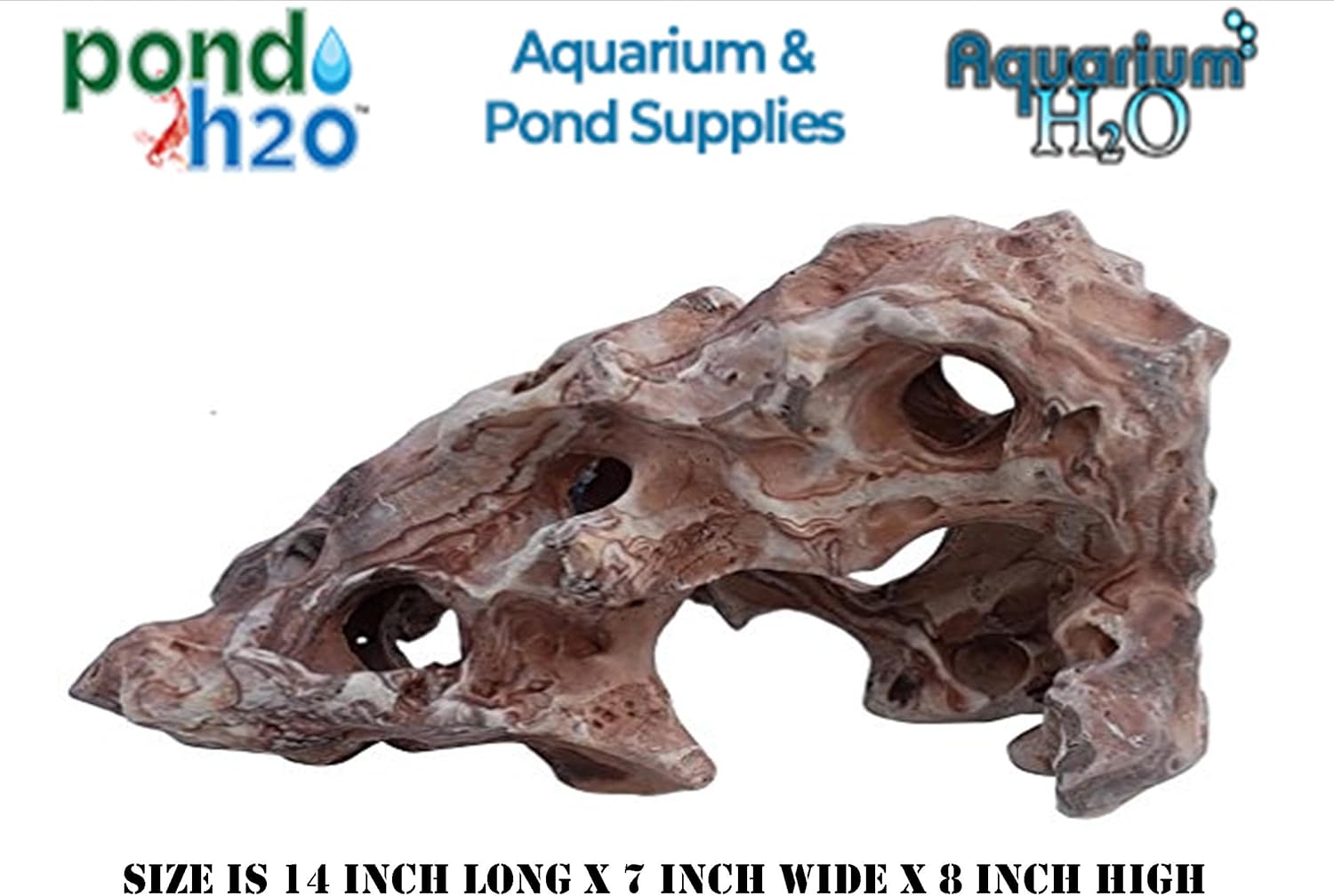 Large Fellas Rock Aquarium Decor Reptile or Fish Tank Decoration 14 Inches Long, Artificial Aquarium & Fish Tank Decoration Ornament, Fish, Reptile & Turtle Safe Polyresin
