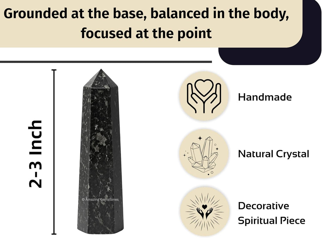 Amazing Gemstone Nuummite Crystal Towers ~ Natural Healing Crystal Point Obelisk for Reiki Healing and Crystal Grid (2 to 3 INCH)