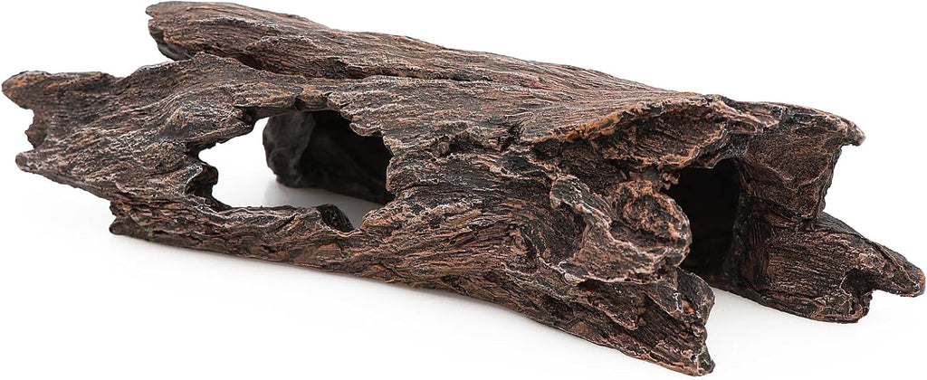 AQUA KT Reptile Hideout Tree Trunk Hollow Log Cork Bark for Lizard Bearded Dragon Snake Chameleon Hermit Crab Leopard Gecko Terrarium Habitat Decoration
