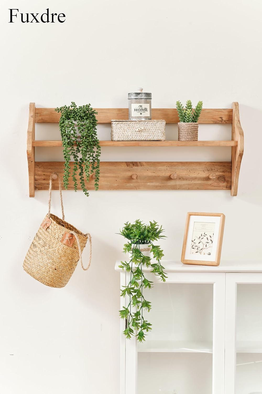 Fake Hanging Plants, 2pcs Artificial Potted Greenery Faux Eucalyptus Vine Fern and String of Pearls in Pot for Home Room Wall Shelf Patio Garden Indoor Outdoor Decor