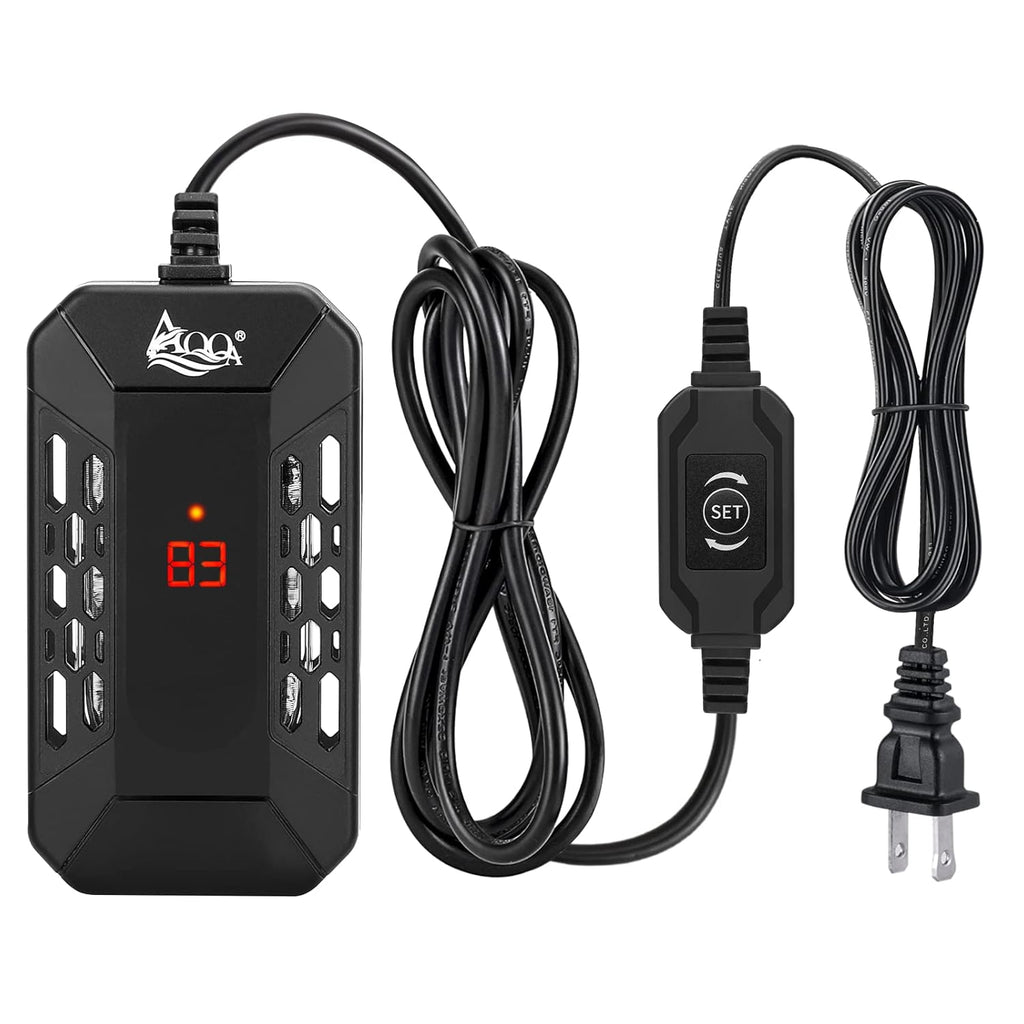 AQQA Aquarium Submersible Heater for Fish Tank,HD Temperature Display and Built-in Thermometer,External Controller Temperature Control Range 59℉-93℉,Safety Control Protects 25W