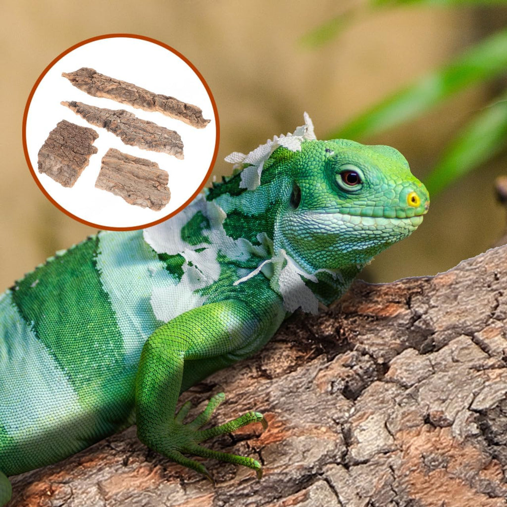 VICASKY Cork Bark Reptile Climbing Paper 4 Pcs Terrarium Background Natural Backdrop Mat Habitat Decor for Spider Lizard Chamelon Turtle Beared Dragon Bearded Tank Flats Decorations Sticks Carpet