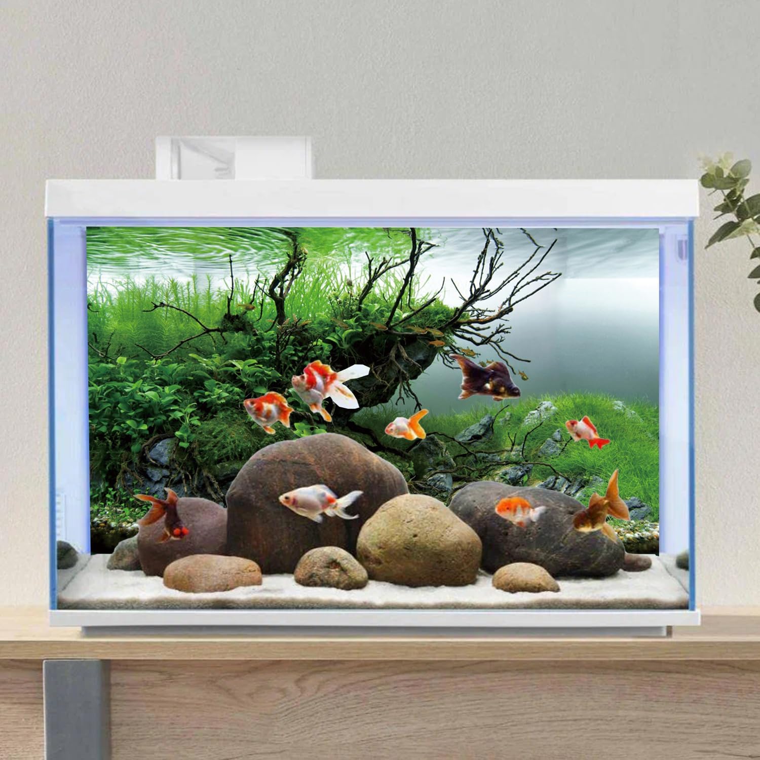 AWERT 36x24 inches Branches Fish Tank Background Seaweed Aquarium Background River Bed & Lake Aquarium Background Vinyl Background