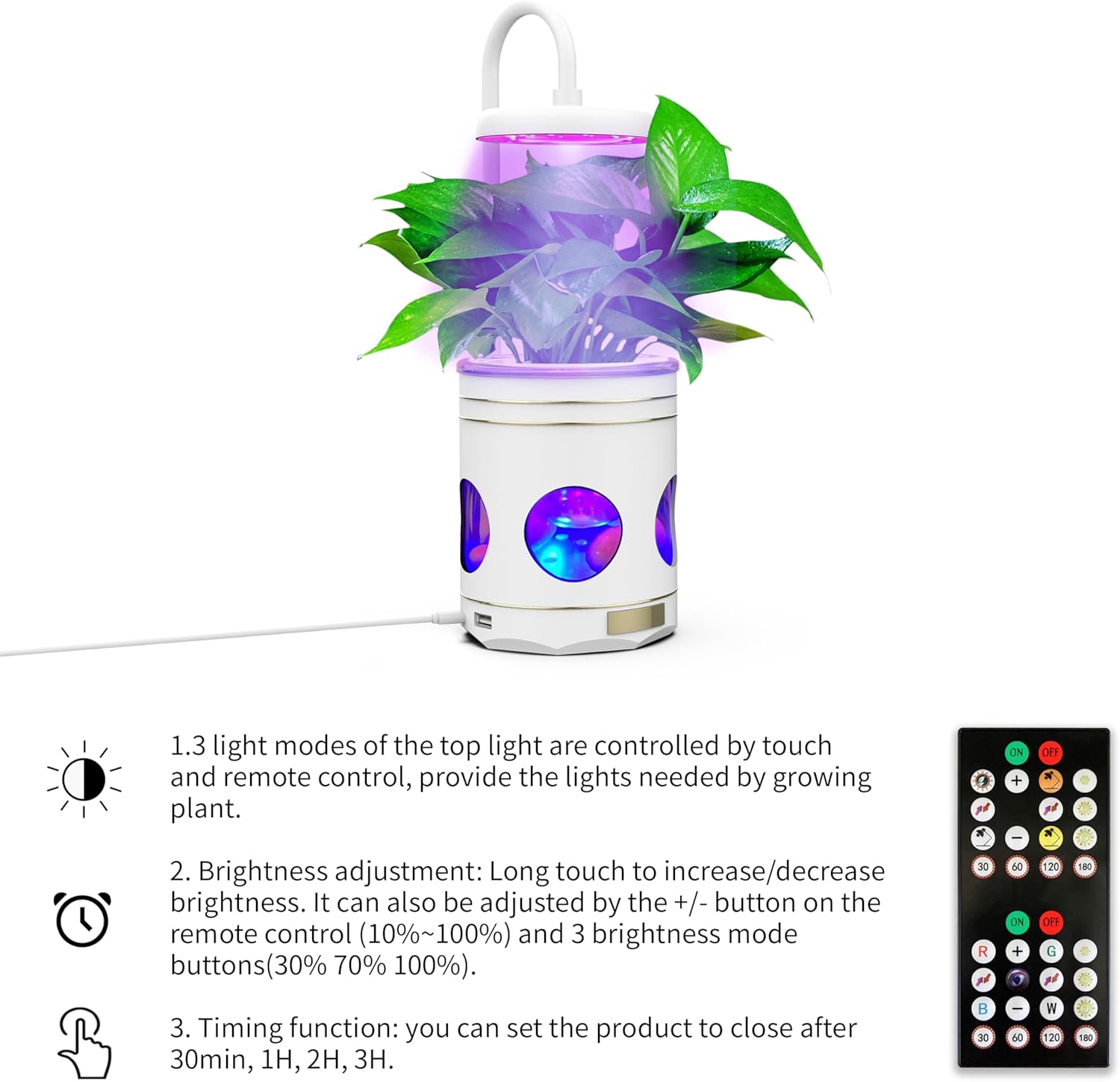 Plant Lights, Plant Grow Light, 4 in 1 Smart Full Spectrum Indoor Led Plant Grow Lights