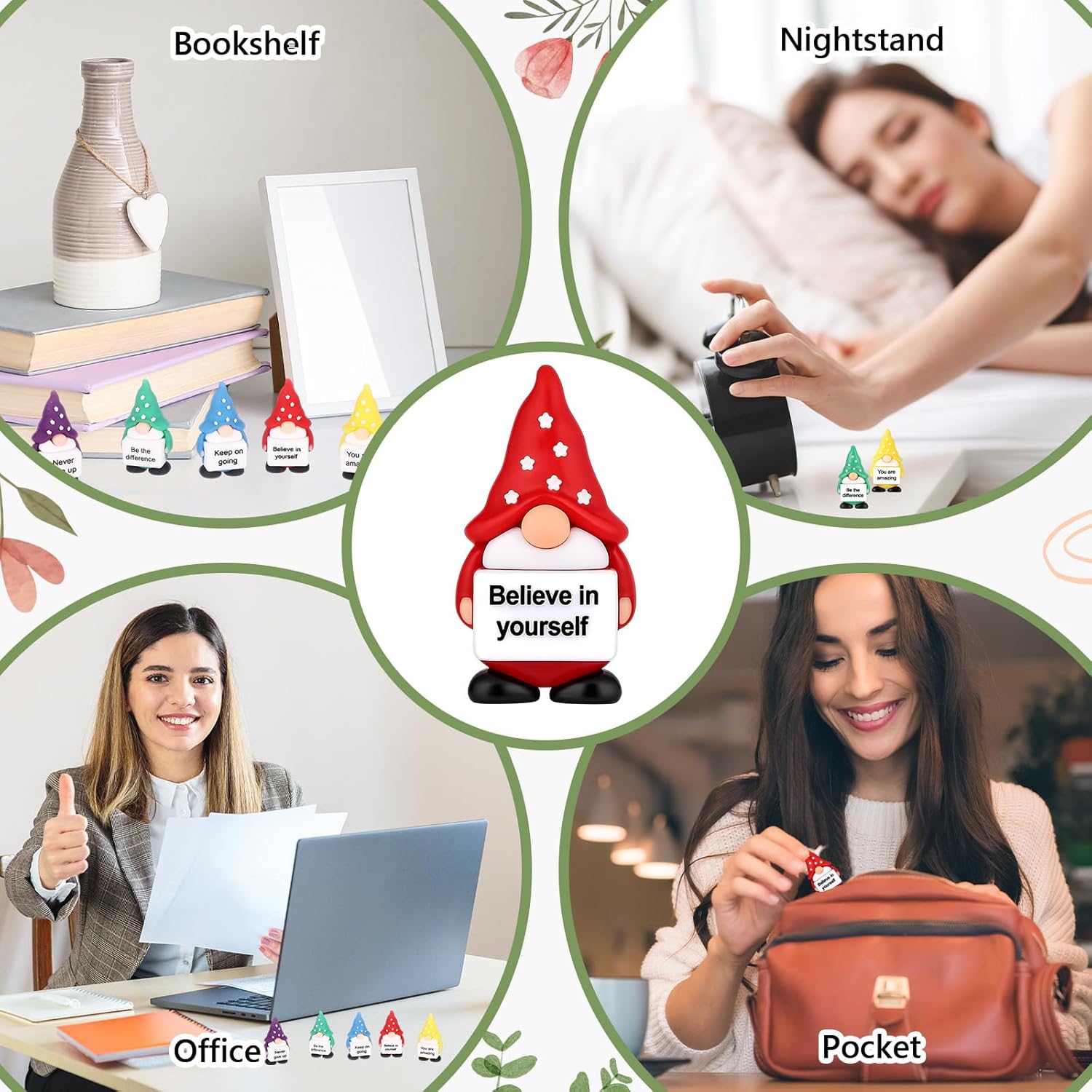 Gejoy 50 Pcs Mini Rubber Gnome Toys Positive Mini Gnomes Figures to Hide Emotional Uplifting Gifts Decorations and Encouragement Christmas Motivational Gifts for Colleague Staff Teacher