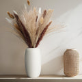 120PCS Dried Pampas Grass Decor – Bunny Tail Grass, White & Brown Reed Plumes, Tall Fluffy Boho Vase Filler for Rustic Wedding, Japandi Home, Shelf & Centerpiece Styling Festival Decor