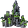 Aquarium Rock Mountain Decoration, Resin Fish Tank Ornament with Realistic Rock Design, Beta Fish Cichlids & Shrimp Hideout Play, for 5 to 20 Gallons Aquarium Landscape Decor (3.5 x 6.2 x 6.1in)