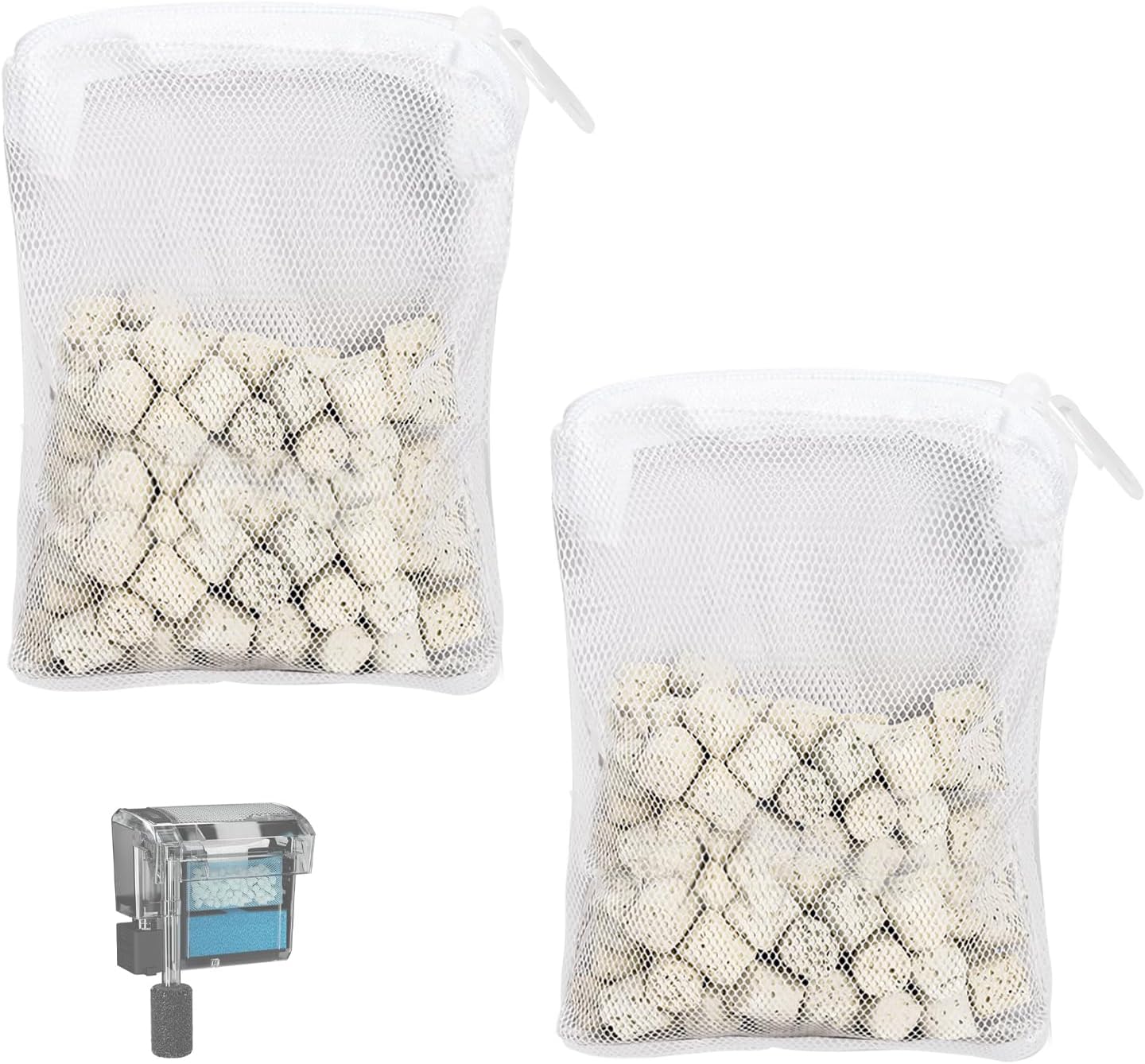 2.8oz BioMax Biological Material Remover Inserts Compatible with Fluval AquaClear AC50 Power Filter, Filter Media Kit for 50 Gallon Fresh & Saltwater Tank, Provides Stage 3 Biological Filtration-2Pack