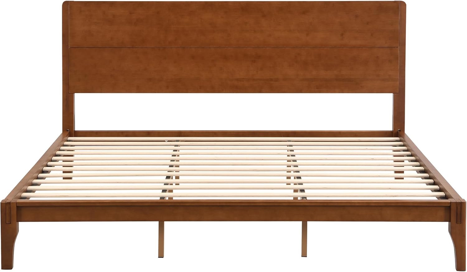 Merax Bamboo Wood King Size Bed Frame with Headboard, Mid Century King Platform Bed Frame with Wood Slat, Heavy Duty Steel Center Beam for Support, Under Bed Storage, No Box Spring Needed, Brown