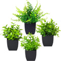 Grever 4 Pack Small Fake Plants in Blue Pot Mini Artificial Potted Plants for Home Bathroom Office Table Desk Shelf Indoor Decor