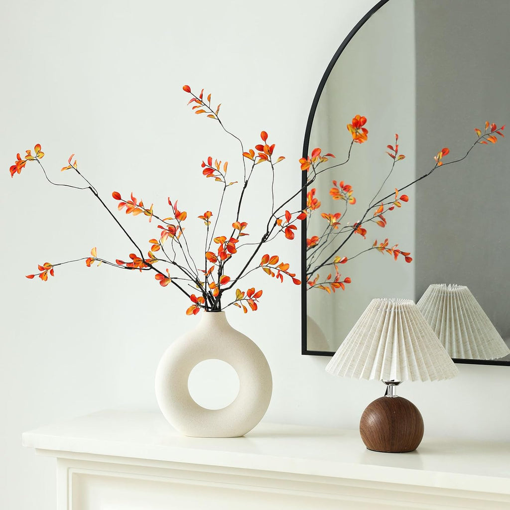 mizii Fall Decor 5pcs Artificial Greenery Stems 38in Realistic Faux Ficus Branches Long Stem with Leaves Fake Plants Branches Fall Decoration for Vase Table Centerpieces Home Indoor Decor (Fall)