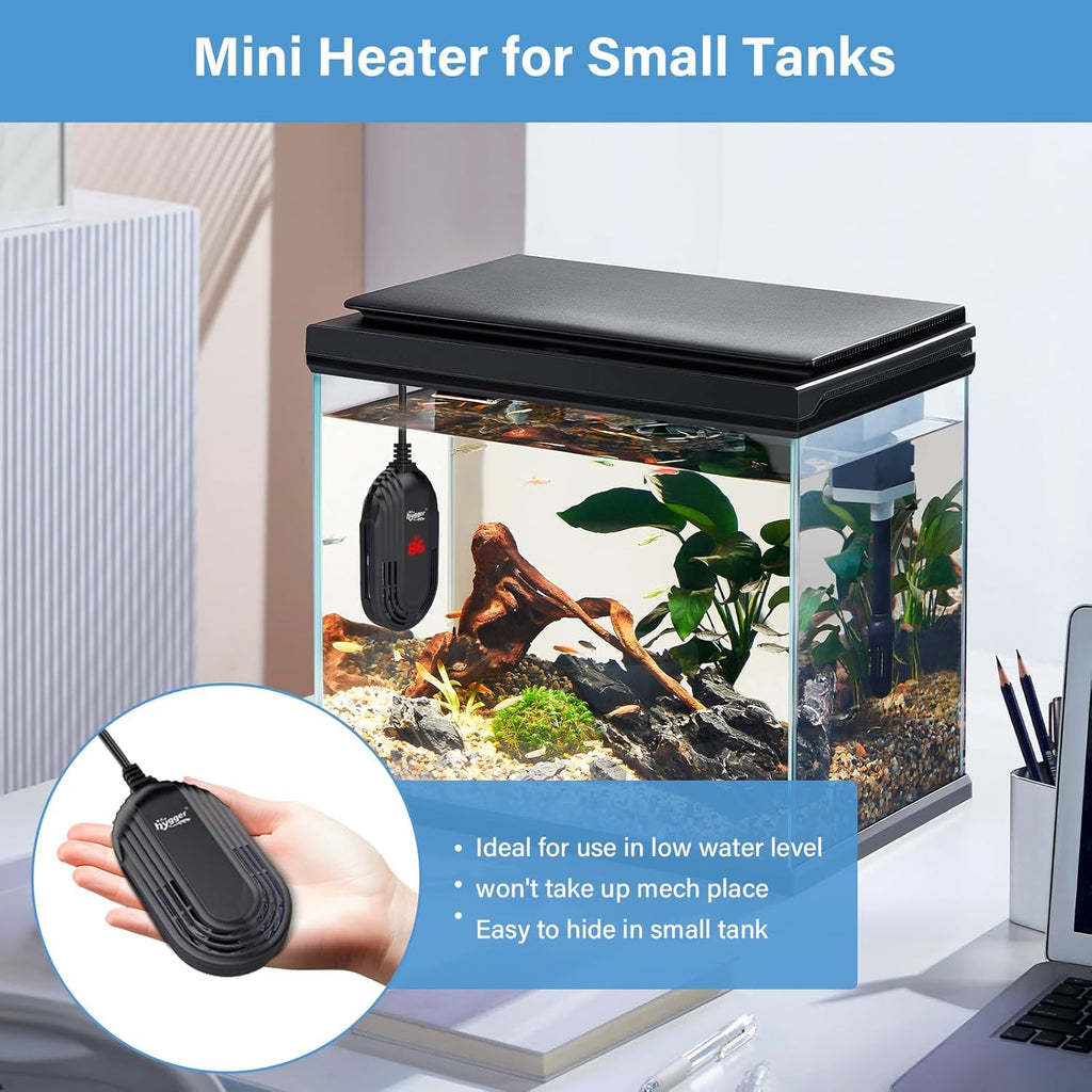 hygger Small Aquarium Heater, 150W Submersible Betta Fish Tank Heater with Adjustable Temperature External Controller, Turtle Heater with LED Display for up to 25 Gallon Tanks