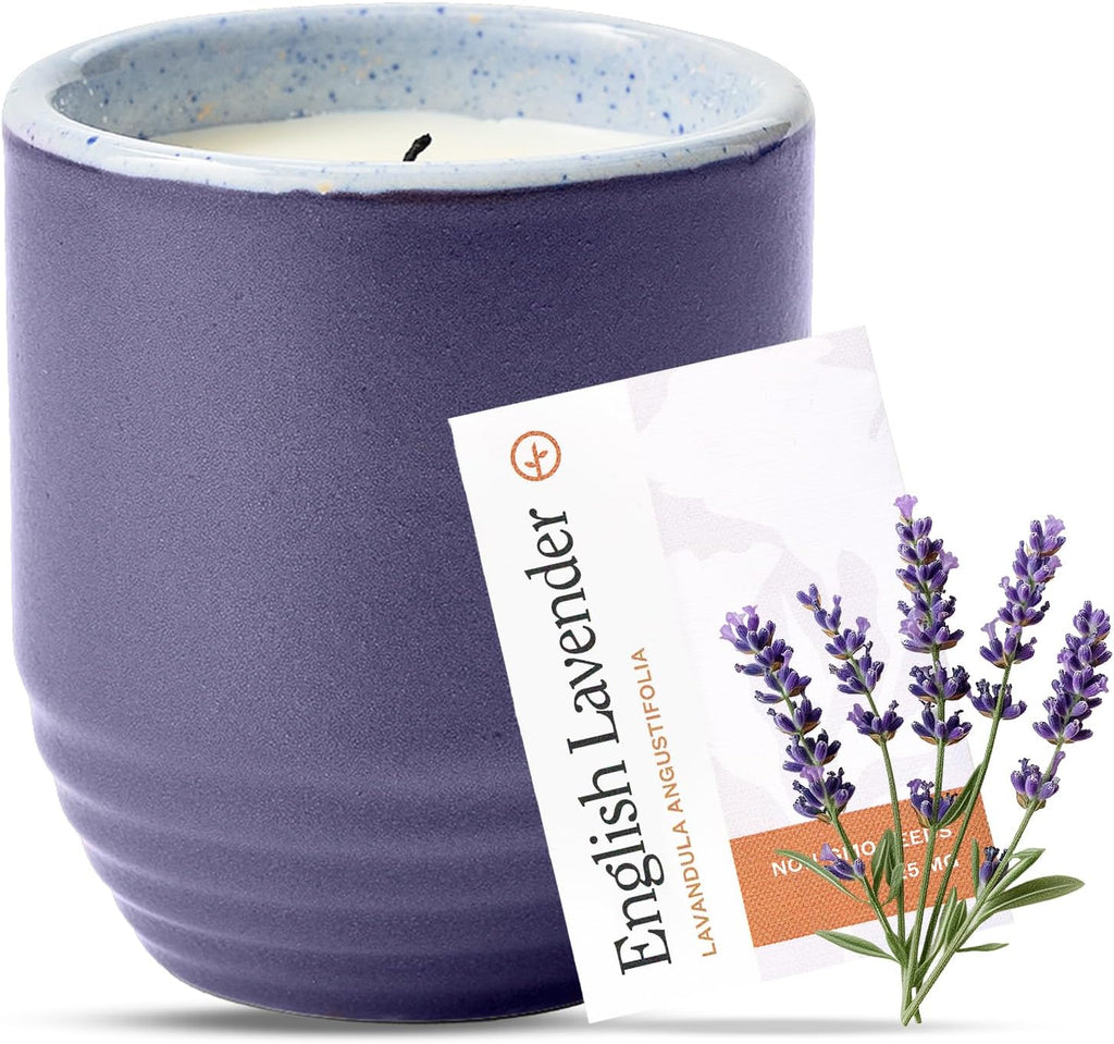 Modern Sprout Garden Vibes 2-in-1 Soy Candle & Planter - Violet Hour (Lavender, Grape Soda, Wild Iris, Violet) 6 Oz Scented Candle w/Lavender Seeds - Ceramic Vessel Dual Purpose Jar - 38-40 Hour Burn