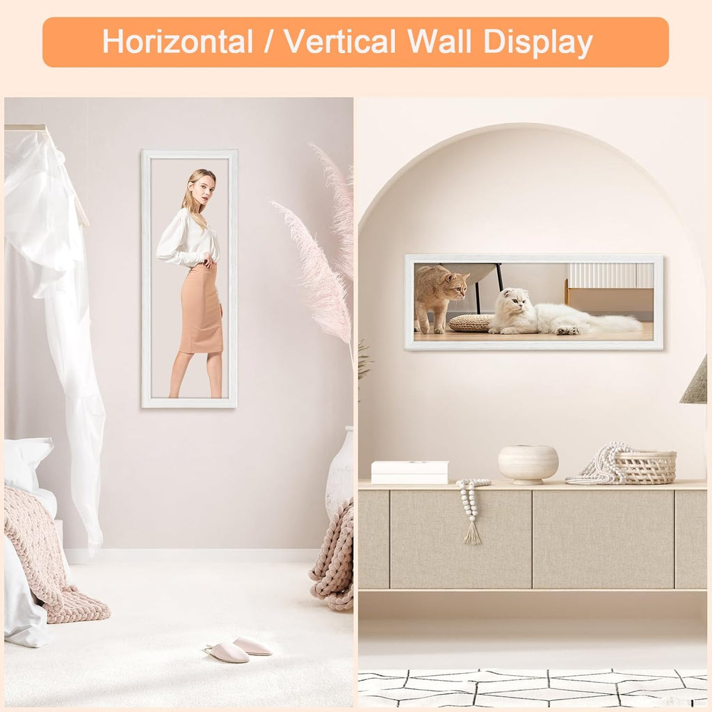8x24 Wood Frame White, Modern Natural Woodgrain 24x8in Picture Frame, Rustic Wooden 8 x 24 inch Gallery Wall Photo Poster Frame with HD Plexiglass, Horizontal Vertical Wall Mounting Display 1pcs
