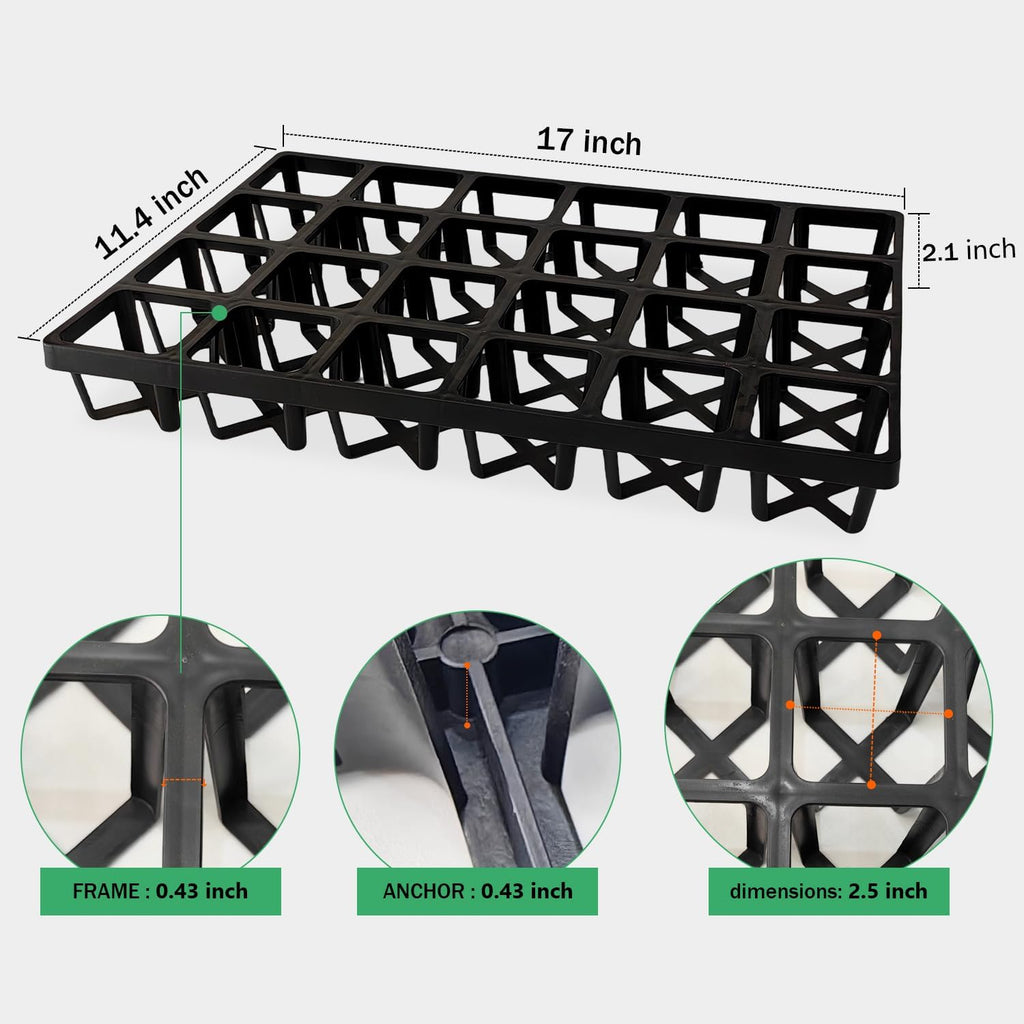 Square Nursery Pot Tray with 24 Cells, 5 Pack Plant Trays for Pots, Flower Pot Moving Tray, Plastic Planting Tray for Carrying Small Plant Pots(120 Cells in Total