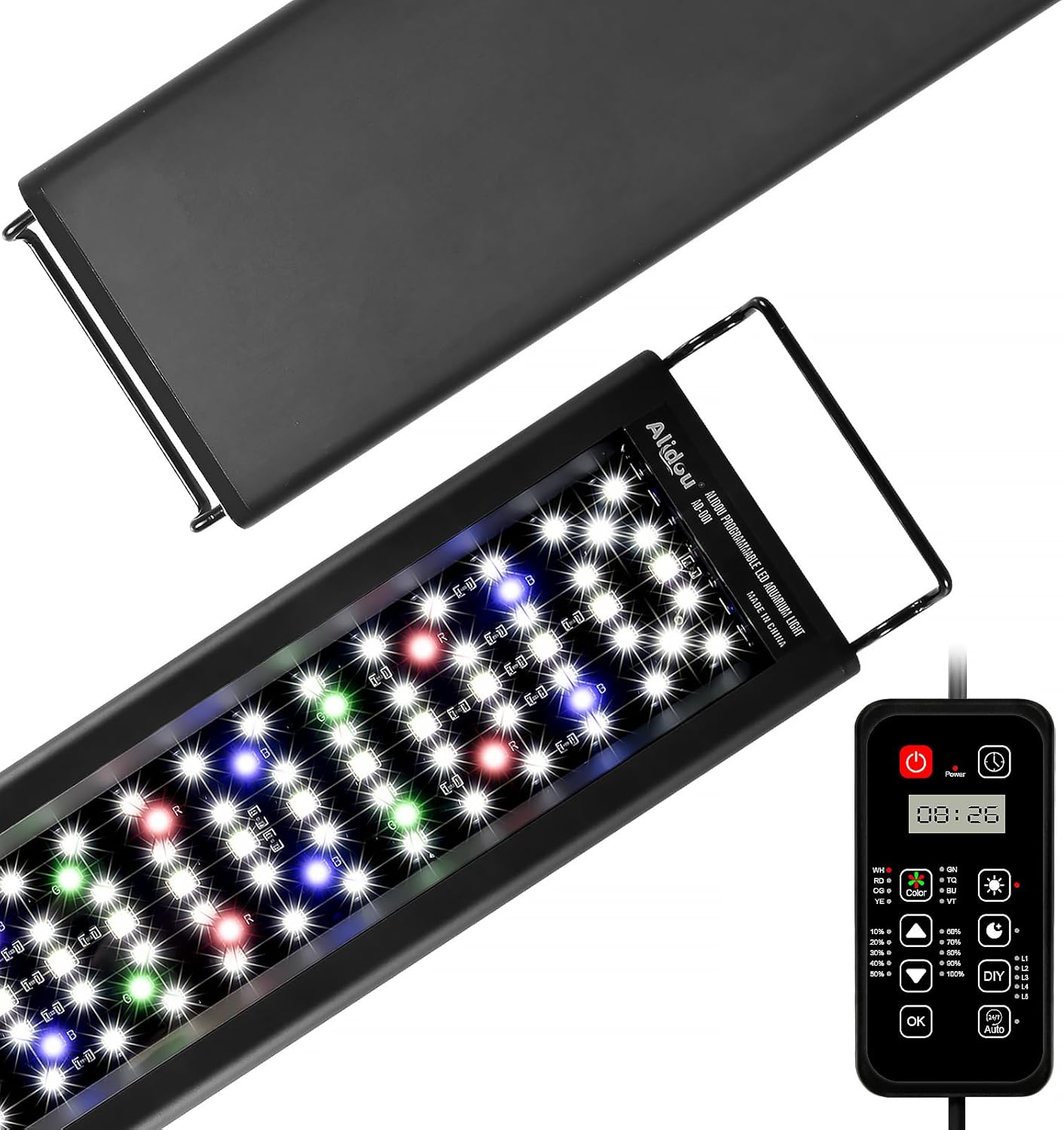 Advanced 7-Row LED Aquarium Light, Easy Setup Controller, Auto On Off Full Spectrum Fish Tank Light, 24/7 Lighting Cycle, 8 Colors, 10 Level Dimming, 26W for 18"-24" Freshwater Planted Tank