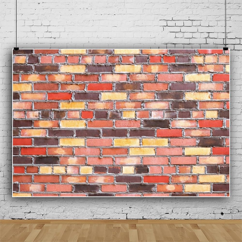 ChloropLastid 20x10ft Brick Wall Backdrop Retro Art Multi Brick Wall Background Rural Style Wall Texture Countryside Photography for Newborn Birthday Baby Shower Party Decor Photo Props