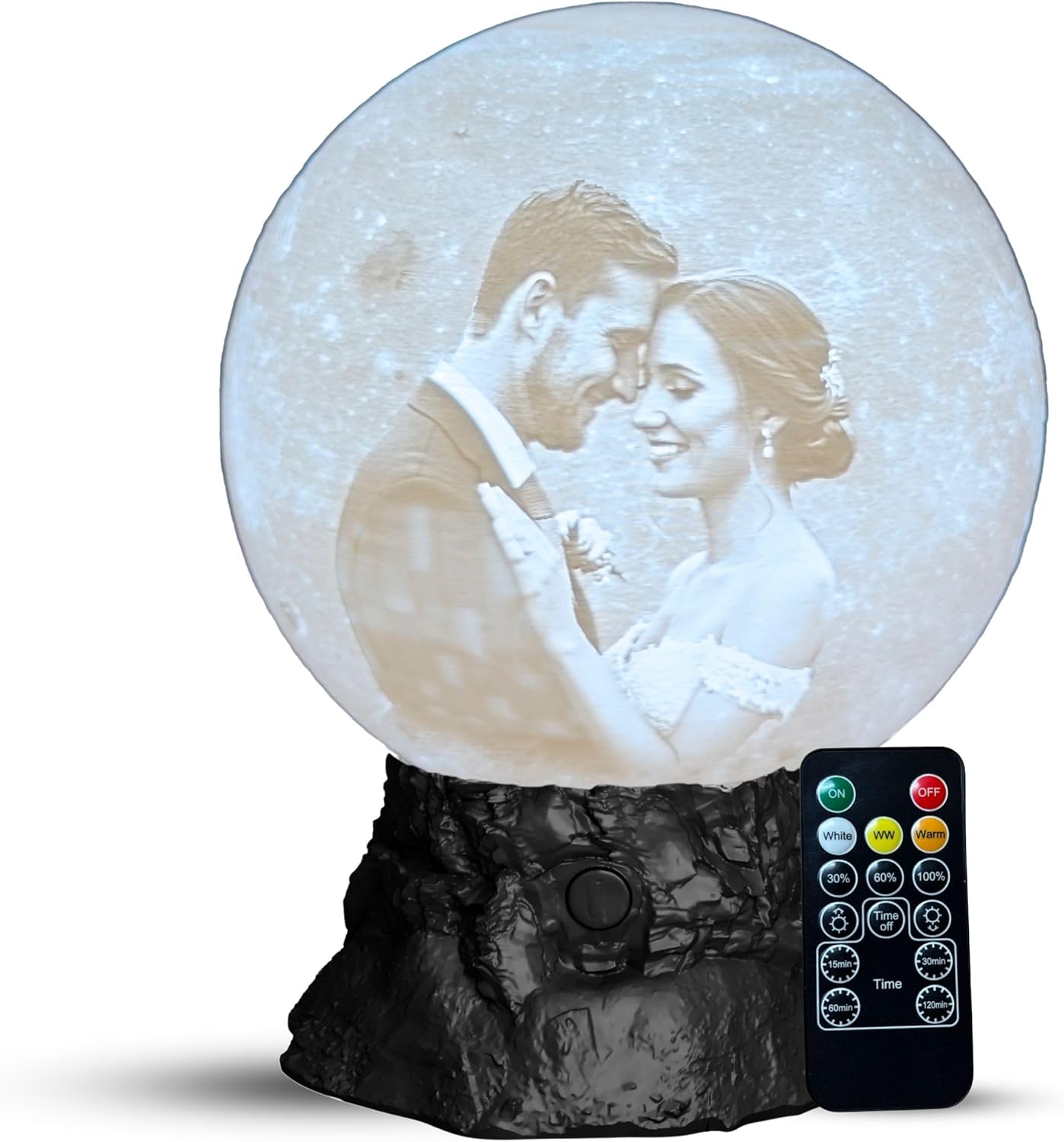 Personalized Moon Lamp with Custom Photo & Text - 3D Printed Night Light - Custom Moon Lamp - 3 Temp Led - Unique Gifts for Women, Girlfriend - Decor for Weddig Anniversary, Birthday